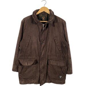Vintage 90s MCM Legere Brown Suede Military Parka Long Jacket men's size M